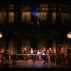 L-R) David Carroll, Michael Jeter and cast performing "We'll Take A Glass Together" in a scene from the Broadway production of the musical "Grand Hotel." (New York)