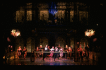 L-R) David Carroll, Michael Jeter and cast performing "We'll Take A Glass Together" in a scene from the Broadway production of the musical "Grand Hotel." (New York)