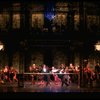 L-R) David Carroll, Michael Jeter and cast performing "We'll Take A Glass Together" in a scene from the Broadway production of the musical "Grand Hotel." (New York)