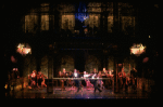 L-R) David Carroll, Michael Jeter and cast performing "We'll Take A Glass Together" in a scene from the Broadway production of the musical "Grand Hotel." (New York)