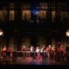 L-R) David Carroll, Michael Jeter and cast performing "We'll Take A Glass Together" in a scene from the Broadway production of the musical "Grand Hotel." (New York)