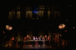 L-R) David Carroll, Michael Jeter and cast performing "We'll Take A Glass Together" in a scene from the Broadway production of the musical "Grand Hotel." (New York)