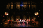 L-R) David Carroll, Michael Jeter and cast performing "We'll Take A Glass Together" in a scene from the Broadway production of the musical "Grand Hotel." (New York)
