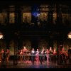 L-R) David Carroll, Michael Jeter and cast performing "We'll Take A Glass Together" in a scene from the Broadway production of the musical "Grand Hotel." (New York)