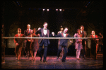 L-R) David Carroll, Michael Jeter and cast performing "We'll Take A Glass Together" in a scene from the Broadway production of the musical "Grand Hotel." (New York)