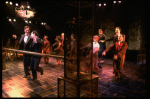 L-R) David Carroll, Michael Jeter and cast performing "We'll Take A Glass Together" in a scene from the Broadway production of the musical "Grand Hotel." (New York)