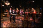 L-R) David Carroll, Michael Jeter and cast performing "We'll Take A Glass Together" in a scene from the Broadway production of the musical "Grand Hotel." (New York)