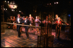 L-R) David Carroll, Michael Jeter and cast performing "We'll Take A Glass Together" in a scene from the Broadway production of the musical "Grand Hotel." (New York)