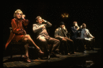 Actors J. Krakowski, T. Jerome, M. Jeter, K. Akers and D. Carroll on the phone in a scene from the Broadway production of the musical "Grand Hotel." (New York)