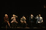 Actors J. Krakowski, T. Jerome, M. Jeter, K. Akers and D. Carroll on the phone in a scene from the Broadway production of the musical "Grand Hotel." (New York)