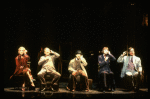 Actors J. Krakowski, T. Jerome, M. Jeter, K. Akers and D. Carroll on the phone in a scene from the Broadway production of the musical "Grand Hotel." (New York)