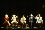 Actors J. Krakowski, T. Jerome, M. Jeter, K. Akers and D. Carroll on the phone in a scene from the Broadway production of the musical "Grand Hotel." (New York)
