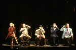 Actors J. Krakowski, T. Jerome, M. Jeter, K. Akers and D. Carroll on the phone in a scene from the Broadway production of the musical "Grand Hotel." (New York)