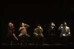 Actors J. Krakowski, T. Jerome, M. Jeter, K. Akers and D. Carroll on the phone in a scene from the Broadway production of the musical "Grand Hotel." (New York)