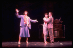 C-R) Crista Moore & Jonathan Hadary cowering while Tyne Daly sings "Everything's Coming Up Roses" in a scene from the Broadway revival of the musical "Gypsy." (New York)