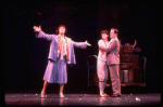 C-R) Crista Moore & Jonathan Hadary cowering while Tyne Daly sings "Everything's Coming Up Roses" in a scene from the Broadway revival of the musical "Gypsy." (New York)