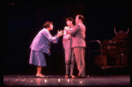 C-R) Crista Moore & Jonathan Hadary cowering while Tyne Daly sings "Everything's Coming Up Roses" in a scene from the Broadway revival of the musical "Gypsy." (New York)