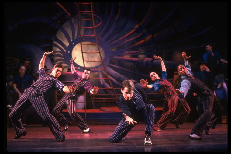 Scott Wise and dancers performing "Luck Be A Lady" in a scene from the