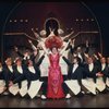 Ethel Merman and waiters in a scene from the Broadway production of the musical "Hello, Dolly!." (New York)