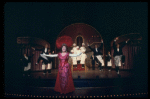 Ethel Merman and waiters in a scene from the Broadway production of the musical "Hello, Dolly!." (New York)