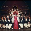 Ethel Merman and waiters in a scene from the Broadway production of the musical "Hello, Dolly!." (New York)