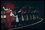 Ethel Merman and waiters in a scene from the Broadway production of the musical "Hello, Dolly!." (New York)
