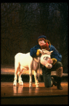 Ben Wright as Jack w. his cow in a scene from the Broadway production of the musical "Into The Woods." (New York)