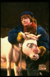 Ben Wright as Jack w. his cow in a scene from the Broadway production of the musical "Into The Woods." (New York)