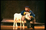 Ben Wright as Jack w. his cow in a scene from the Broadway production of the musical "Into The Woods." (New York)