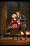 Danielle Ferland as Little Red Riding Hood and Robert Westenberg as the Wolf in a scene from the Broadway production of the musical "Into The Woods." (New York)