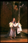 T-B) Merle Louise as Cinderella's Mother and Kim Crosby as Cinderella in a scene from the Broadway production of the musical "Into The Woods." (New York)