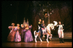 L-R) L. Mitchell, K. McClelland, E. Lyndeck, J. Franz, R. Westenberg, K. Crosby, M. Louise & P. Hoffman from the Broadway musical "Into The Woods." (New York)