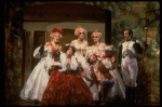 L-R) Joy Franz, Kim Crosby, Lauren Mitchell, Chip Zien, Kay McClelland and Philip Hoffman in a scene from the Broadway production of the musical "Into The Woods." (New York)