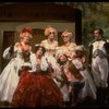 L-R) Joy Franz, Kim Crosby, Lauren Mitchell, Chip Zien, Kay McClelland and Philip Hoffman in a scene from the Broadway production of the musical "Into The Woods." (New York)