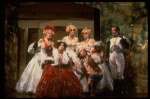 L-R) Joy Franz, Kim Crosby, Lauren Mitchell, Chip Zien, Kay McClelland and Philip Hoffman in a scene from the Broadway production of the musical "Into The Woods." (New York)