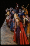 Bernadette Peters (C) and cast in a scene from the Broadway production of the musical "Into The Woods." (New York)
