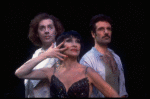 R-L) Brent Carver, Chita Rivera and Anthony Crivello in a scene from the Broadway production of the musical "Kiss Of The Spiderwoman." (New York)