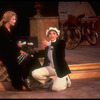 Actresses Mary Elizabeth Mastrantonio (R) and Michelle Pfeiffer in scene from William Shakespeare's "Twelfth Night" performed in Central Park.