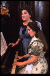 L-R) Maureen Stapleton and Ann Talman in a scene from the Broadway revival of the play "The Little Foxes." (New York)