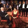 Elizabeth Taylor and Humbert Allen Astredo w. cast in a scene from the Broadway revival of the play "The Little Foxes." (New York)