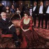 Elizabeth Taylor and Humbert Allen Astredo w. cast in a scene from the Broadway revival of the play "The Little Foxes." (New York)