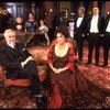 Elizabeth Taylor and Humbert Allen Astredo w. cast in a scene from the Broadway revival of the play "The Little Foxes." (New York)