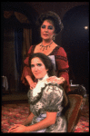 T-B) Elizabeth Taylor and Ann Talman in a  scene from the Broadway revival of the play "The Little Foxes." (New York)
