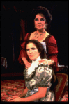 T-B) Elizabeth Taylor and Ann Talman in a  scene from the Broadway revival of the play "The Little Foxes." (New York)
