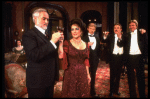 L-R) Ann Talman, Humbert Allen Astredo, Elizabeth Taylor, Dennis Christopher, Anthony Zerbe and Joe Ponazecki in a  scene from the Broadway revival of the play "The Little Foxes." (New York)