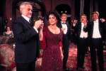 L-R) Ann Talman, Humbert Allen Astredo, Elizabeth Taylor, Dennis Christopher, Anthony Zerbe and Joe Ponazecki in a  scene from the Broadway revival of the play "The Little Foxes." (New York)