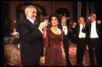 L-R) Ann Talman, Humbert Allen Astredo, Elizabeth Taylor, Dennis Christopher, Anthony Zerbe and Joe Ponazecki in a  scene from the Broadway revival of the play "The Little Foxes." (New York)