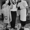 Actors Lonny Price and Danny Glover saluting each other as actor Zakes Mokae looks on during scene from Athol Fugard's play "Master Harold... and the Boys"