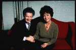 Producer Zev Bufman and actress Elizabeth Taylor during a break in rehearsals for the Broadway reveival of the play "The Little Foxes." (New York)