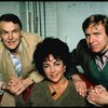 Actors Anthony Zerbe,  Elizabeth Taylor and Joe Ponazecki during a break in rehearsals for the Broadway revival of the play "The Little Foxes." (New York)